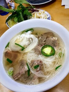 What Is Tendon in Pho? Understanding This Traditional Ingredient 1 Bowl of beef pho with rice noodles.